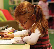 girl is writing